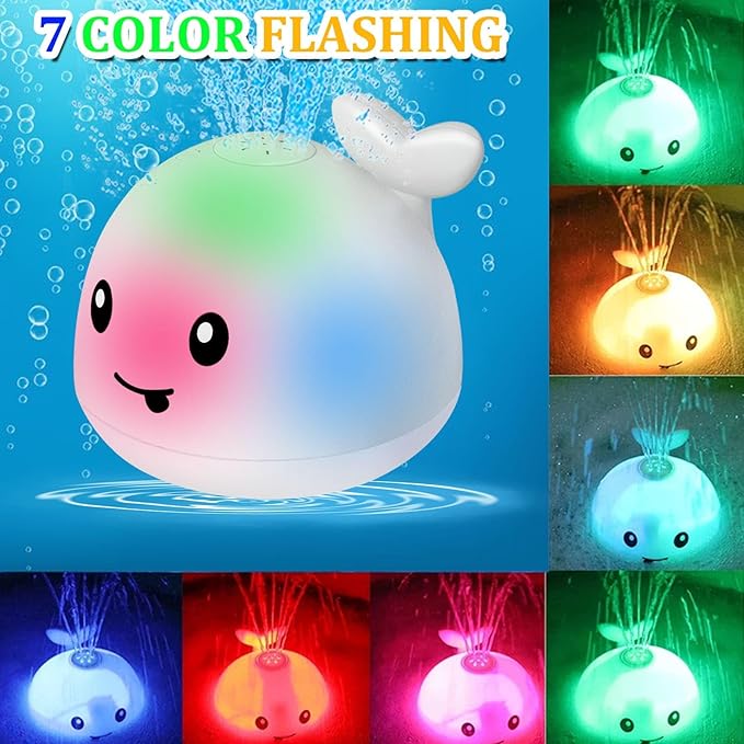 Light Up Toddler Bath Toys - Whale Water Spray Toy Infants Baby Toys 6-12-18 Months Bath Toys for Kids Ages 1-3 2-4 Bathtub Shower Water Pool Toys Bath Fountain Toy 1st Birthday Gifts for Boys Girls