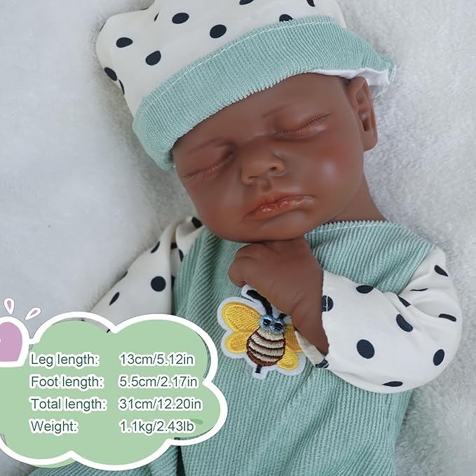 Boy 12.2 Inch, Full Silicone Baby Doll, Realistic Baby Dolls, Realistic Veins & Sleeping Pose, Not Vinyl, Reborn Baby Dolls Silicone Full Body, Gift Set