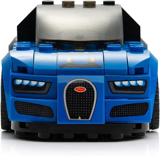 Block Builder Bugatti Racing Car Building Block Set (237 Pieces). Racing Car Building Blocks for Kids and Adults (Blue)