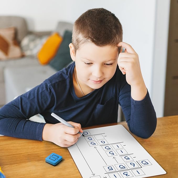 SCRIBBLEDO 10 Pack Dry Erase Division White Boards 9 x 12 Inch Whiteboards Double Sided Math Manipulatives Long Division Lapboards for Kids Students Classroom and Home 10 Whiteboard Erasers Included