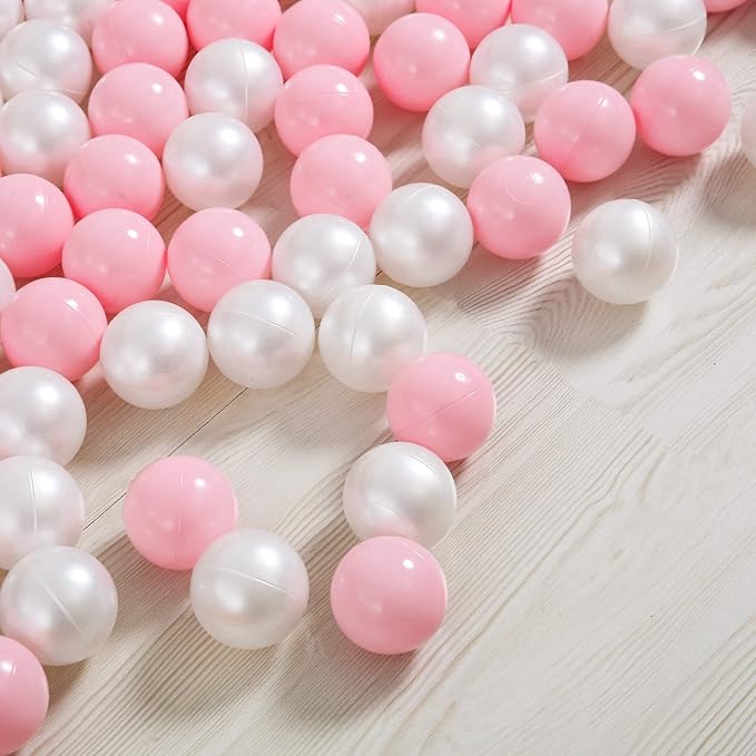 Ball Pit Balls Pack of 100 200 500 - Star and Round Set BPA Free Phthalate Free Non-Toxic Crush Proof Play Balls Soft Plastic Balls for Toddlers Baby Kids Birthday Pool Tent Party
