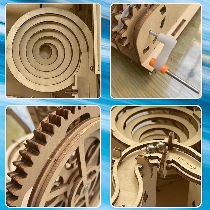 3D Wooden Puzzle Marble Run for Adults - DIY Mechanical Puzzle Assembly Model Kit Wood Crafts to Build for Age 14+ Years Old