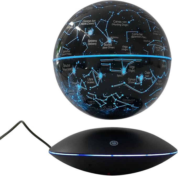 Floating Globe Magnetic Levitation with LED Color Changing Light and Touch Control, Magnetic Levitating Globe for Desk Office Home Decor Educational Gift for Men Father Boys Boss,Black