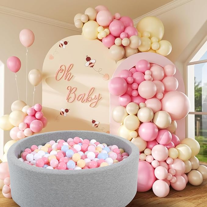 Ball Pit Balls Pack of 100 200 500 - Star and Round Set BPA Free Phthalate Free Non-Toxic Crush Proof Play Balls Soft Plastic Balls for Toddlers Baby Kids Birthday Pool Tent Party