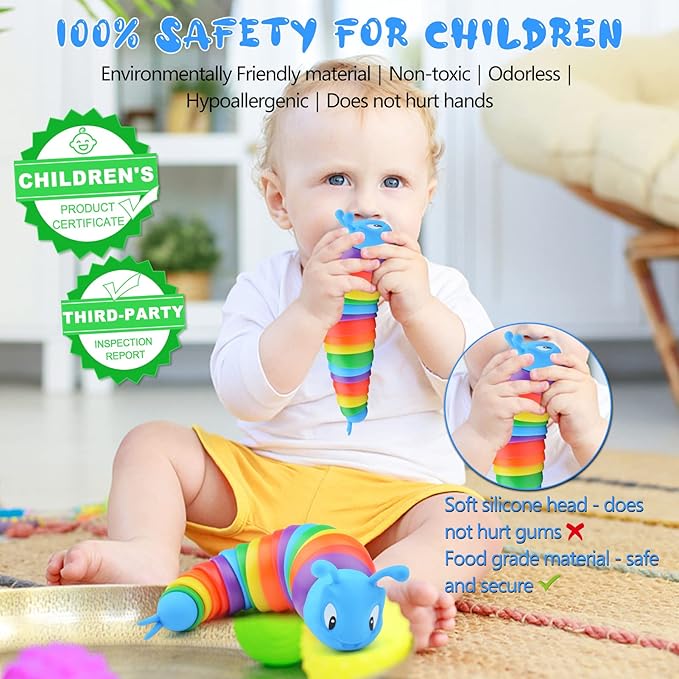 Cevioce Fidget Slug Toy, Sensory Slug Fidget Toys for Kids & Adults, 1 PC Autism Sensory Toys for Autistic Children Toddlers Christmas Stocking Stuffers Toddler Toys Girl Boy Birthday Gifts
