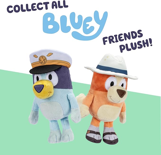 Bluey Plush Stuffed Animals Pack of 2, 16-23”, Soft, Captain and Holiday Plush Figure Toys, Cuddly Stuffed Animals for Kids Ages 3+