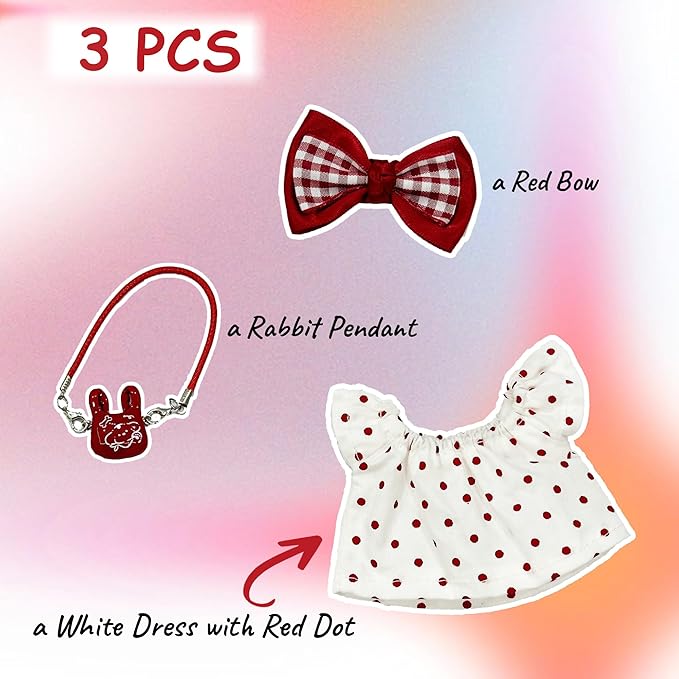 17cm Doll Clothes, Cute Dolls Dress, 3 Piece Set Bow Clip Clothing, Stylish Adorable Dolls Clothes Accessories (No Doll)