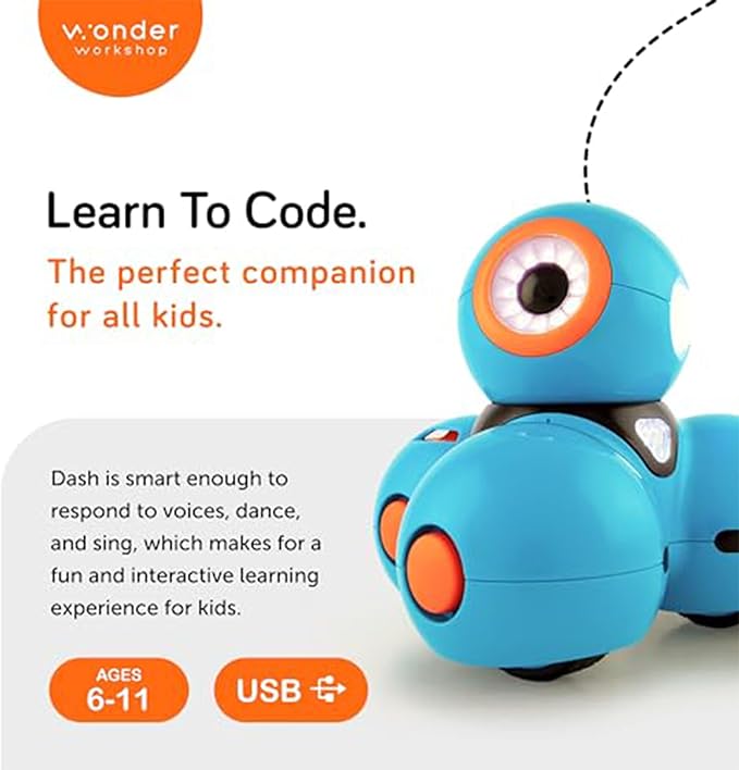 Wonder Workshop Dash Robot - Coding Robots for Kids 6+ - Voice Activated STEM Robot Toys - Interactive, Educational & Programmable