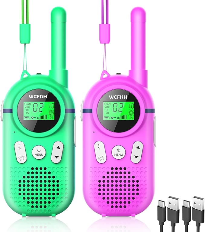 Walkie Talkies for Kids Rechargeable 2 Pack, Providing 48hrs Working Time and Long Range of 3KMs, Best Gift for Kids Aged 3-12 Years