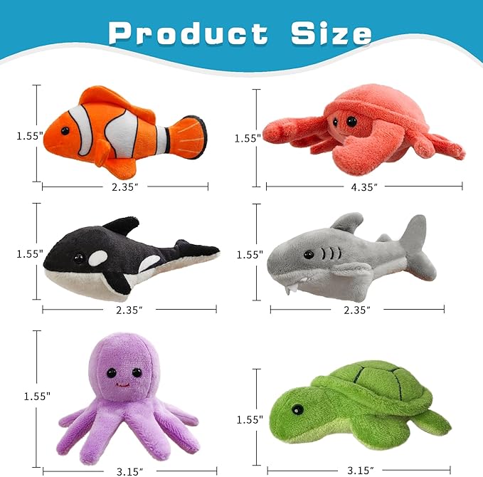 6pcs Finger Puppets Set, Cute Sea Animal Finger Puppet for Role-Playing Mini Hand Puppets Suitable for Kids,Sea Animal Puppets for Storytelling, Realistic Finger Puppet for Toddlers.