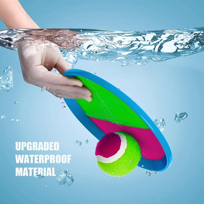 PlayZap Toss and Catch Ball Set Upgraded - Toddler Toys Kids Games for Whole Family - Water-Resistant Great for Beach Pool Yard Games - Classic Gift for 3 4 5 6 7 8 9 10 11 12+ Years Old Boys Girls