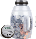 X-Large Piggy Bank for Adults, Vcertcpl Digital Coin Counting Bank with LCD Counter, 2.8L Capacity Coin Bank Money Jar for Adults, Designed for All US Coins(Gray, X-Large)