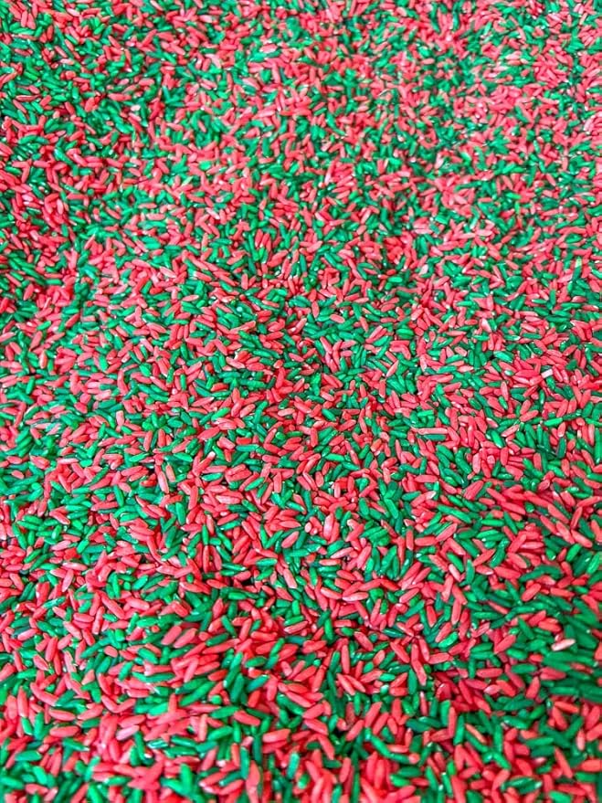 Sensory Bin Filler for Sensory Table - Colored Rice for Sensory Play (Christmas RG)
