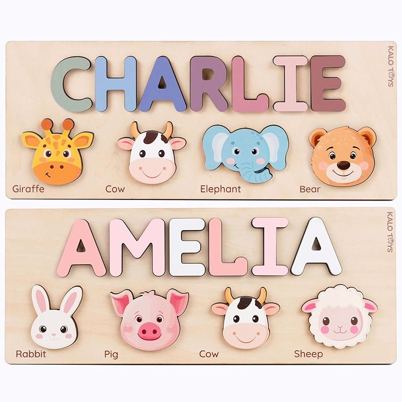Personalized Name Puzzles for Toddlers 1-3 - Custom Baby Puzzle, Personalized Easter Basket Gift for 2 Year Old, Montessori Learning Toy for Baby Boy & Girl, 1st Birthday Gifts for Kids
