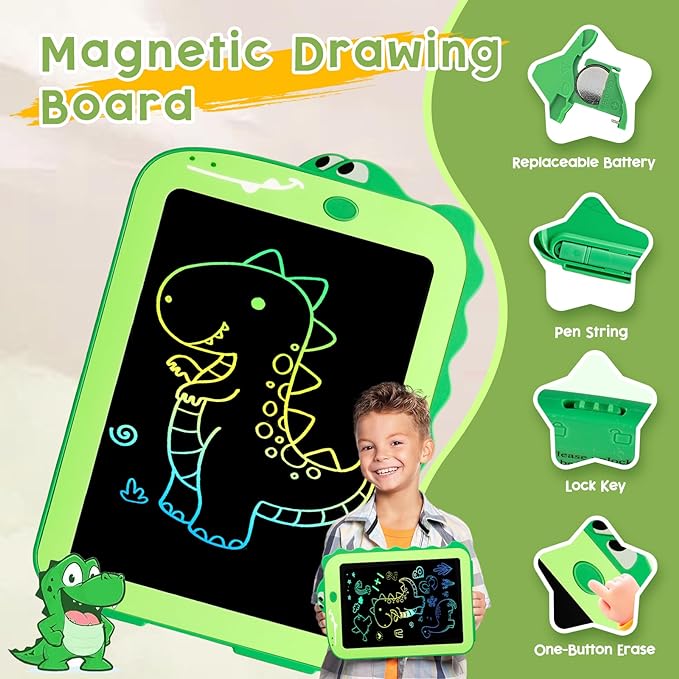 LCD Writing Tablet for Kids, Colorful Toddlers Toys Drawing Board, Educational Kid Toys, Doodle Pad Dinosaur Toys for 3 4 5 6 7 8 Year Old Boys Girls Birthday Party Christmas Gifts,8.5inch