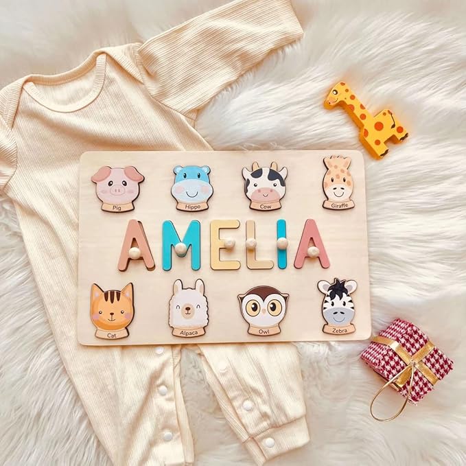 Name Puzzle for Kids Personalized, Custom First Birthday Girl Boy Gifts, Name Puzzles for Toddlers, Personalized Baby Wooden Montessori Toys