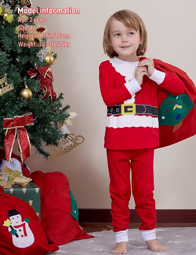 A&J DESIGN Pure Cotton Printed Pjs for 2-14 Years Kids, 2-Piece Long-Sleeved Pajamas Set