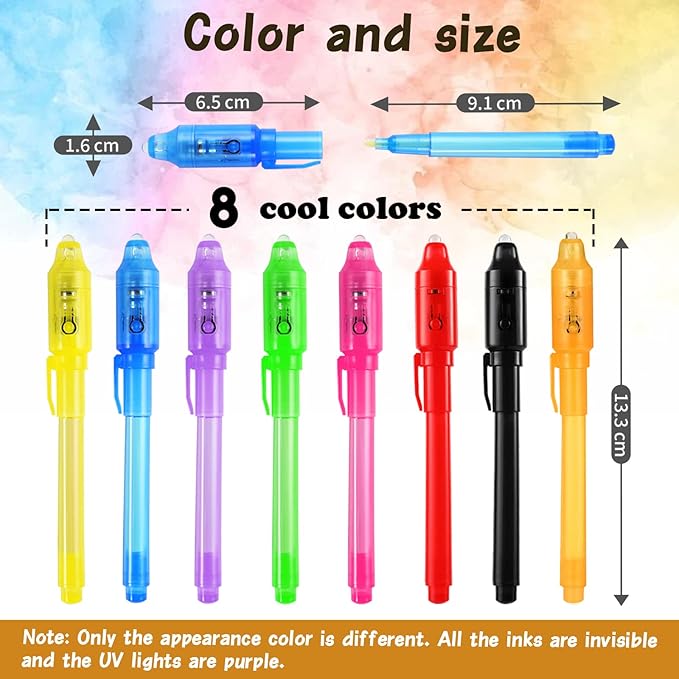 16PCS Invisible Ink Spy Pen Magic Pens for Kids Magic Party Favors, Invisible Ink Pen for Writing Secret Message, Spy Party, Kids Party Favors