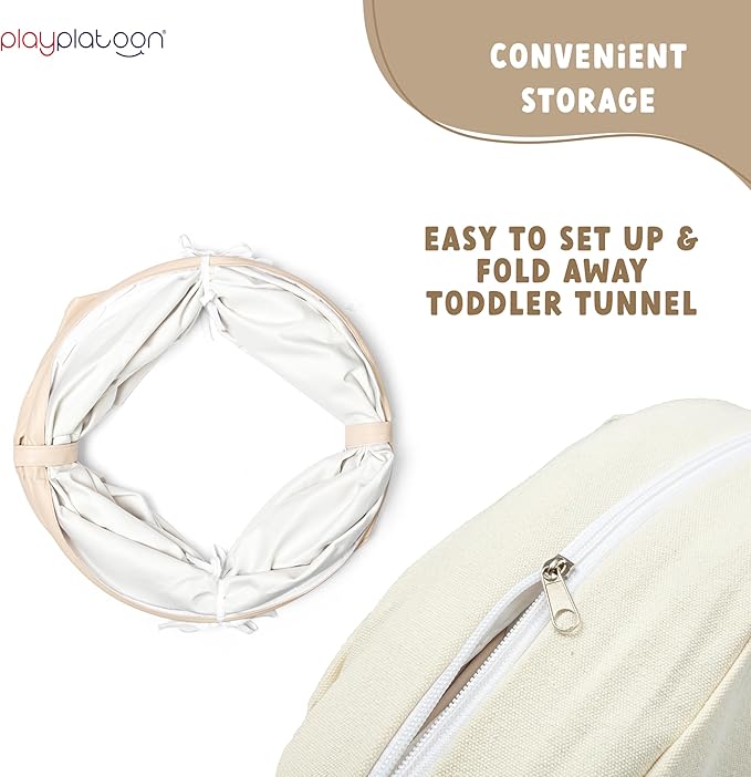 Play Platoon Baby Tunnel Toys for Toddlers 1-3 - 6 Ft Premium Vegan Leather Kids Tunnels for Babies - Wipeable, Water Resistant, Soft Durable Easy Fold and Storage with Carry Bag