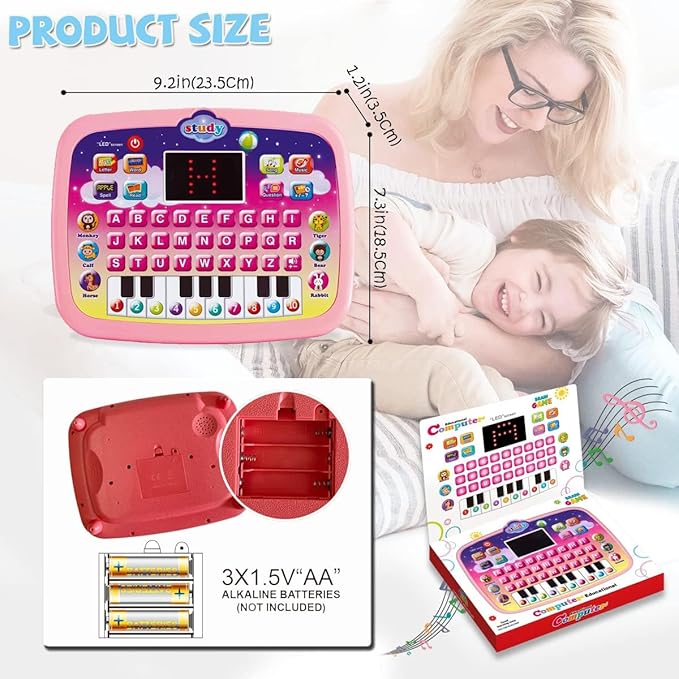 Wenbeier Kids Learning Tablet Toddler Tablet with LED Screen Teach Alphabet Numbers ABC Learning for Toddlers Electronic Learning Toy for Gifts for Boy Girl, Baby Toddler Ages 3 4 5 6