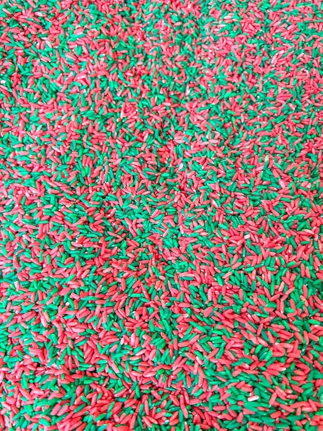 Sensory Bin Filler for Sensory Table - Colored Rice for Sensory Play (Christmas RG)