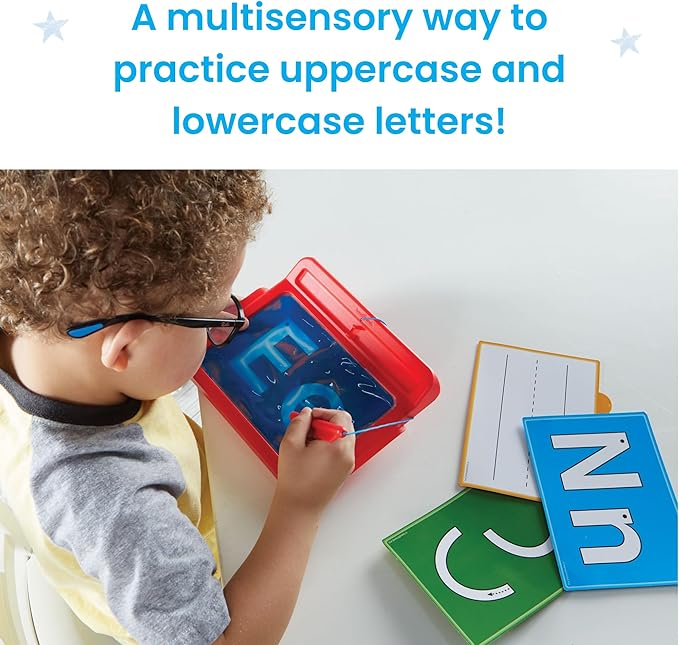 hand2mind Letter Tracing Sensory Pad, Reusable Handwriting Practice for Kids 3-5, Learn to Write, Letter Tracing Board, Toddler Writing Practice, Montessori Alphabet Toys, Preschool Learning Toys