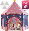 Large Girls Play Tent Princess, Boys Castle Kids Playhouse Indoor Outdoor Toddler Teepee | American Style Design, Age 3-8| Detailed Instructions| Colorful Package| Christmas Birthday Gift Pink