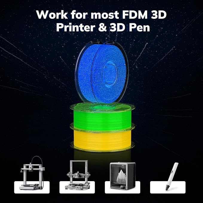 AMOLEN 3D PLA Printer Filament, 1.75mm Glow in The Dark Red PLA Filament for 3D Printing, Best with UV Lamps, 1kg Spool (2.2lbs), Dimensional Accuracy +/- 0.02 mm, Fit Most FDM 3D Printers