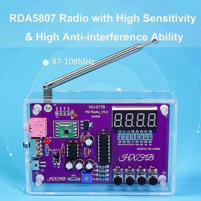 Upgraded RDA5807 Radio Soldering Kit, Solder Project Kit, Portable Radio DIY Electronic Kits, Practice Soldering Kit for Learning and Teaching Solder and Electronic