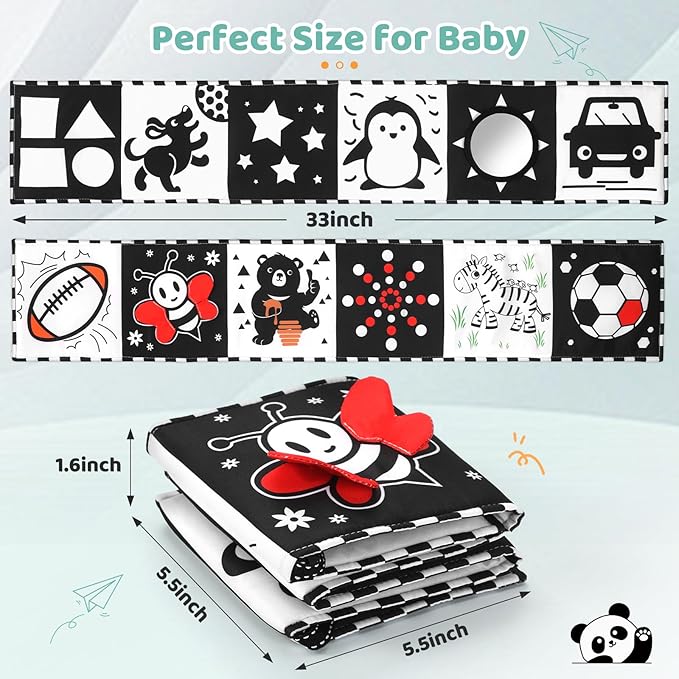 High Contrast Baby Toys for Newborn | Tummy Time Toys & Visual Stimulation Baby Book 0-6 Months | Black and White Contrast Cards & Sensory Toys | Baby Essentials & Must Haves