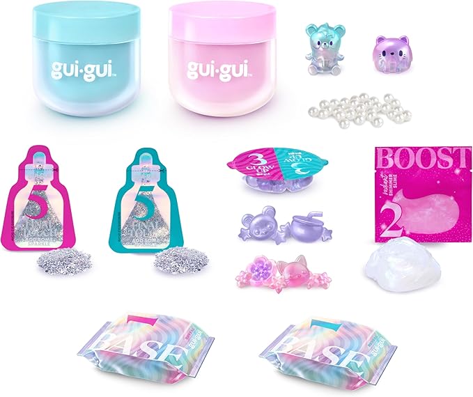 Gui Gui Scented Shimmer Deluxe Duo Pack with 2 Iridescent Slimes, 5 Step DIY Process to Customize Your Ultimate Slime Glow-Up, Resealable and Reusable Container, ASMR Experience