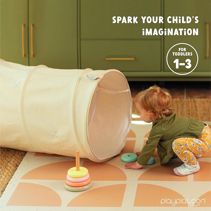 Play Platoon Baby Tunnel Toys for Toddlers 1-3 - 6 Ft Premium Vegan Leather Kids Tunnels for Babies - Wipeable, Water Resistant, Soft Durable Easy Fold and Storage Play Tunnel with Carry Bag - 2 Pack