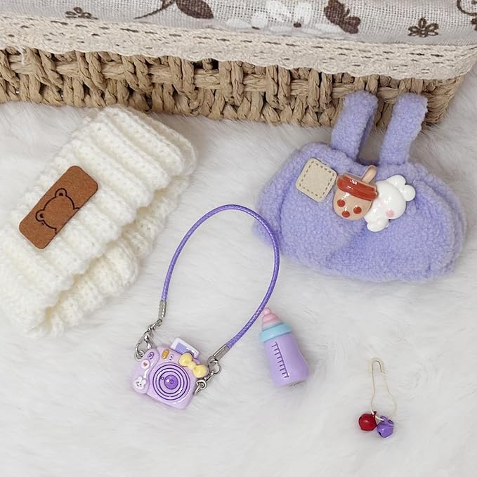 Clothes for 17cm Doll, Cute Outfit Set for 17cm Dolls, Adorable Dress-Up Accessories for (Pink Bottle)