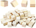 50Pcs 2cm Unfinished Wood Cubes, 0.78” Natural Square Wooden Blocks for Math Counting, Crafts, and DIY Projects
