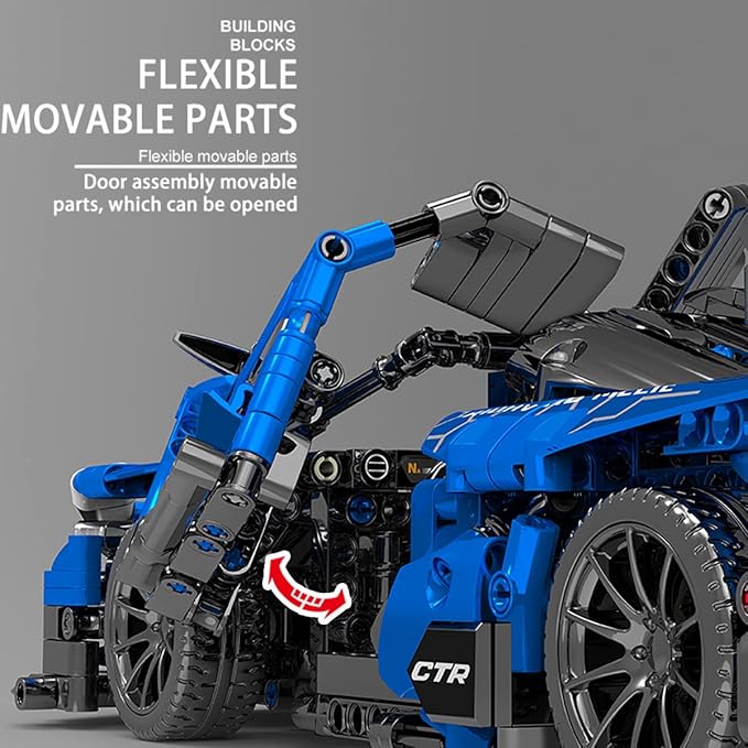 Veottye GTRS Super Sports Car Building Blocks Kit,1:14 Scale MOC Car Model Building Toys,for 8+ Year Boys,Adult(1404 Pieces)