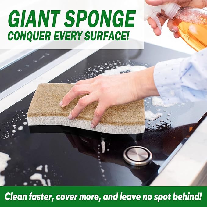 AIDEA XL Sponges Kitchen, 12Count, Non-Scratch for Dish Sponges, Large Natural Sponge for Non Stick Cookware, Cellulose Cleaning Sponge for Dishes, Bathroom, Household
