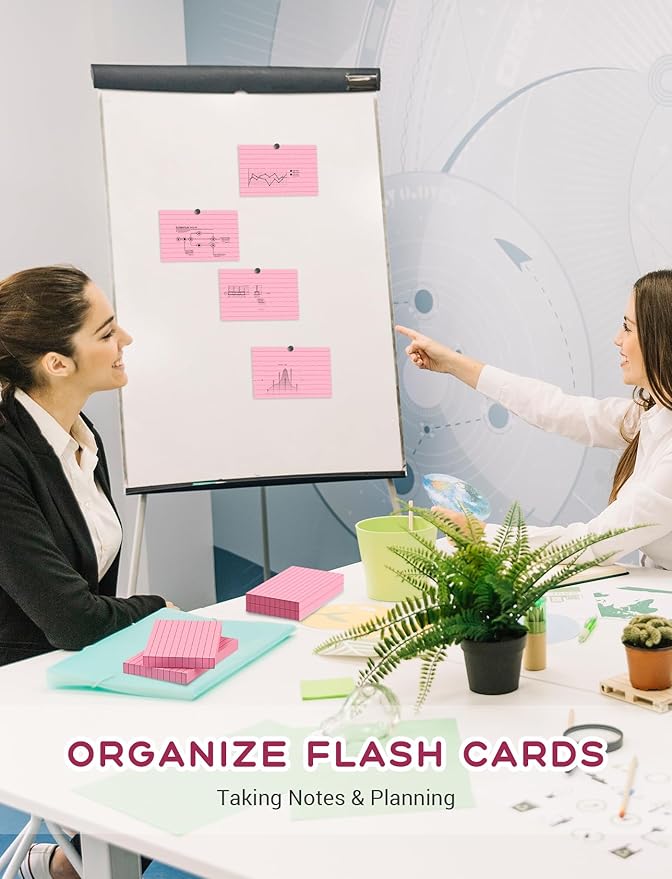 Pink Index Cards 3x5, 200 PCS 3x5 Index Cards Flashcards, Heavyweight Note Cards 3 by 5 Pink Flash Cards Single-Sided Study Card, Ruled 3 x 5 Index Card Ruled Notecard for School Office Home Studying
