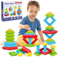 Tsomtto Montessori Toys for 3 4 5 6 Year Old Boys Girls Toddlers Preschool Learning Activities 30 Pcs Stacking Building Blocks STEM Stackable Educational Sensory Gifts for Kids Age 3-4