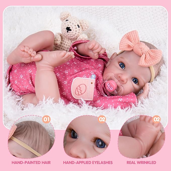 Aori Reborn Baby Dolls Girl - 20 Inch Realistic Newborn Lifelike Baby Doll with Hand-Painted Features & Weighted Cloth Body - Cuddle Companion Doll, Gift for Seniors, Collectors & Kids 3+