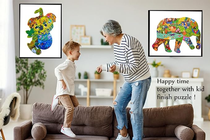 GAYISIC Puzzles for Kids Ages 8-10, 96 Pieces Koala and 200 Pieces Elephant Jigsaw Puzzles Unique Irregular Pieces Gift for 4 6 8 10 Years Old Boys and Girl Birthday