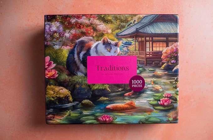 The Koi and The Kitty Encounter | Traditions by Mosaic Puzzles - 1000 Piece Puzzle
