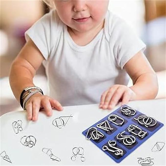 Reverse Thinking Puzzles, Metal Puzzle Ring, Educational Intellectual Toys IQ Toys, Metal Brain Teaser Puzzles, 2025 New IQ Test Brain Teaser Disentanglement Set (Purple)