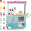 Costzon Ice Cream Cart, Wooden Grocery Store w/Vending Machine, Play Food, Display Rack & Shelves, Swivel Wheels, Push Handle, Ice Cream Truck, Market Stand Pretend Playset for Kids Ages 3+ (Green)