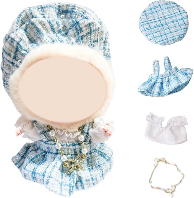 17cm Doll Clothes,15cm Dolls Outfit Set,Accessories for Doll,Stylish Clothes Set Dress Up (No Doll) (Blue Dress)
