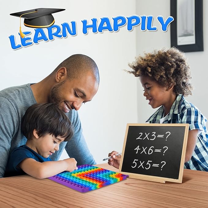 Multiplication Game Table Digital Multiplication Board Game, Addition and Multiplication in One, Rainbow Dimple Fingertip Toy, Create Stress-Relieving Math Manipulation (1 Piece)