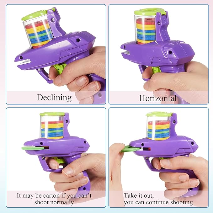 Sumind 4 Pcs Foam Disc Shooter Zip Shot Shooter Disc Launcher (Orange,Green,Red,Light Blue)