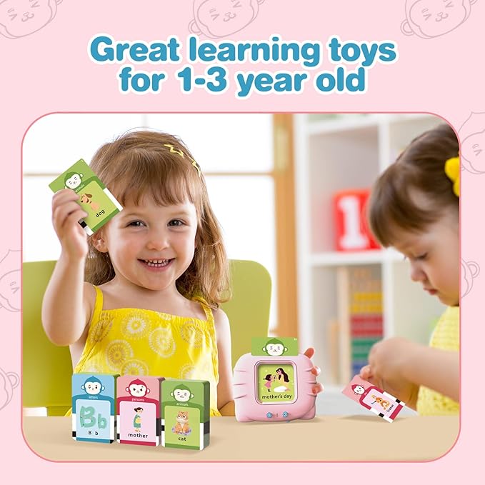 Toddler Girls Toys Talking Flash Cards-296 Sight Words, Educational Toys for 1 2 3 4 Year Old, Speech Therapy&Autism Learning Materials, Toddler Girlt Birthday Gift with Durable Cards