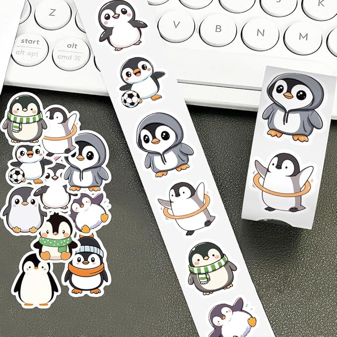 Cute Penguin Stickers, 500Pcs Funny Penguins Animals Decals for Teens, Cartoon Lovely Penguin Vinyl Tags Sticker for DIY Bumper Scrapbooks Envelopes Cards Gift Boxes Party Supply Decoration