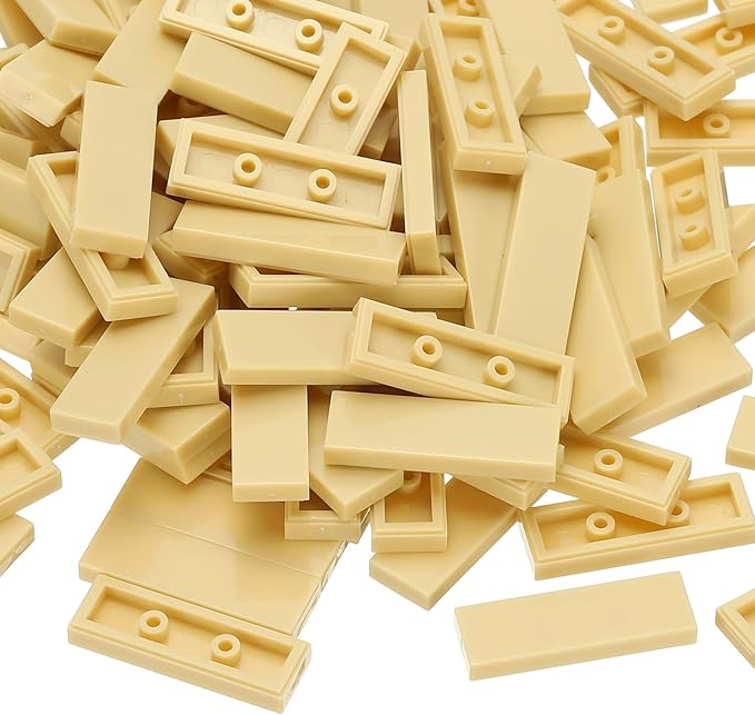 PATIKIL 122 Pcs Flat Blocks Bulk, 1x3 Square Apricot Yellow Classic Tiles Smooth Surface Mini Building Blocks Accessories Compatible Bricks Kits for Building Floor Walls Mosaic Pixel Arts