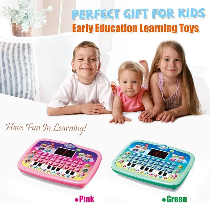 Kids Learning Pad Tablet Toddler with LED Screen Teach Alphabet Numbers Word Music Math Early Development Interactive Electronic Toy for Toddler Ages 3 4 5 6